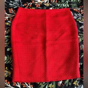 ❤️ Red Textured Pencil Skirt Petite 10 Fully Lined Chic